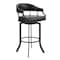 Armen Living Pharaoh Swivel 30" Black Powder Coated and Black Faux Leather Metal Bar Stool 721535743322 - alternate 1